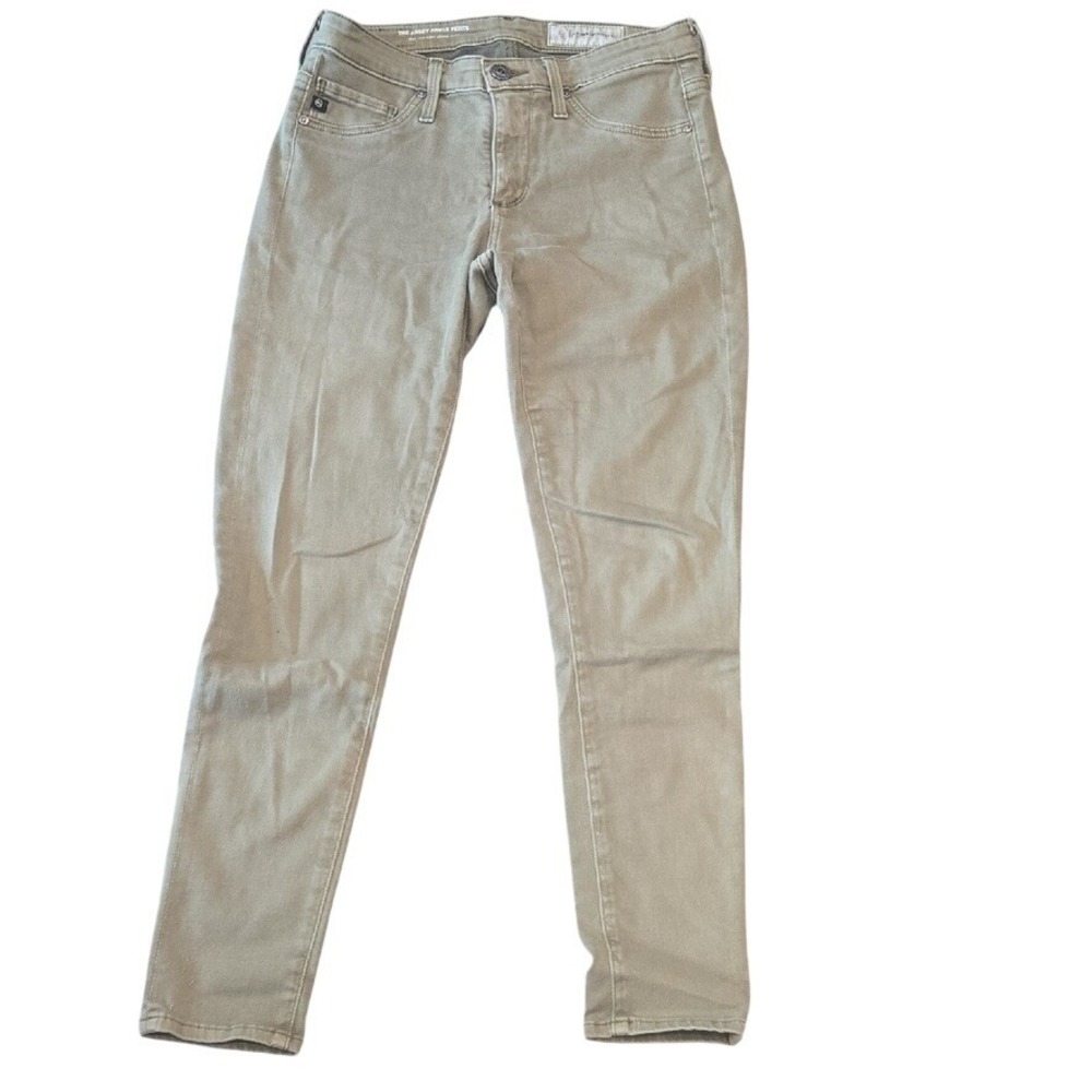 AG Anthropologie The Abbey Ankle Petite Jeans Olive Green Skinny‎ Mid Rise 24P